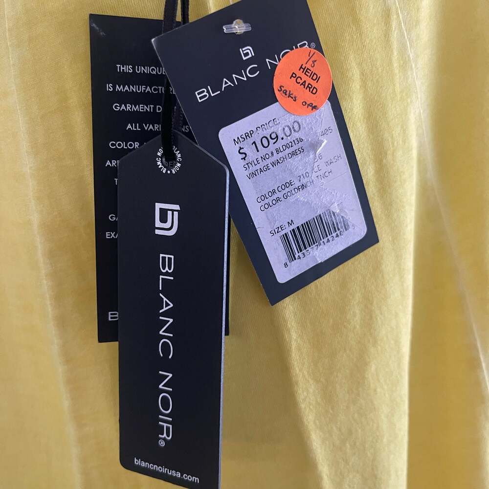 Blanc Noir Women's Vintage Wash T-Shirt Dress in Goldfinch Yellow