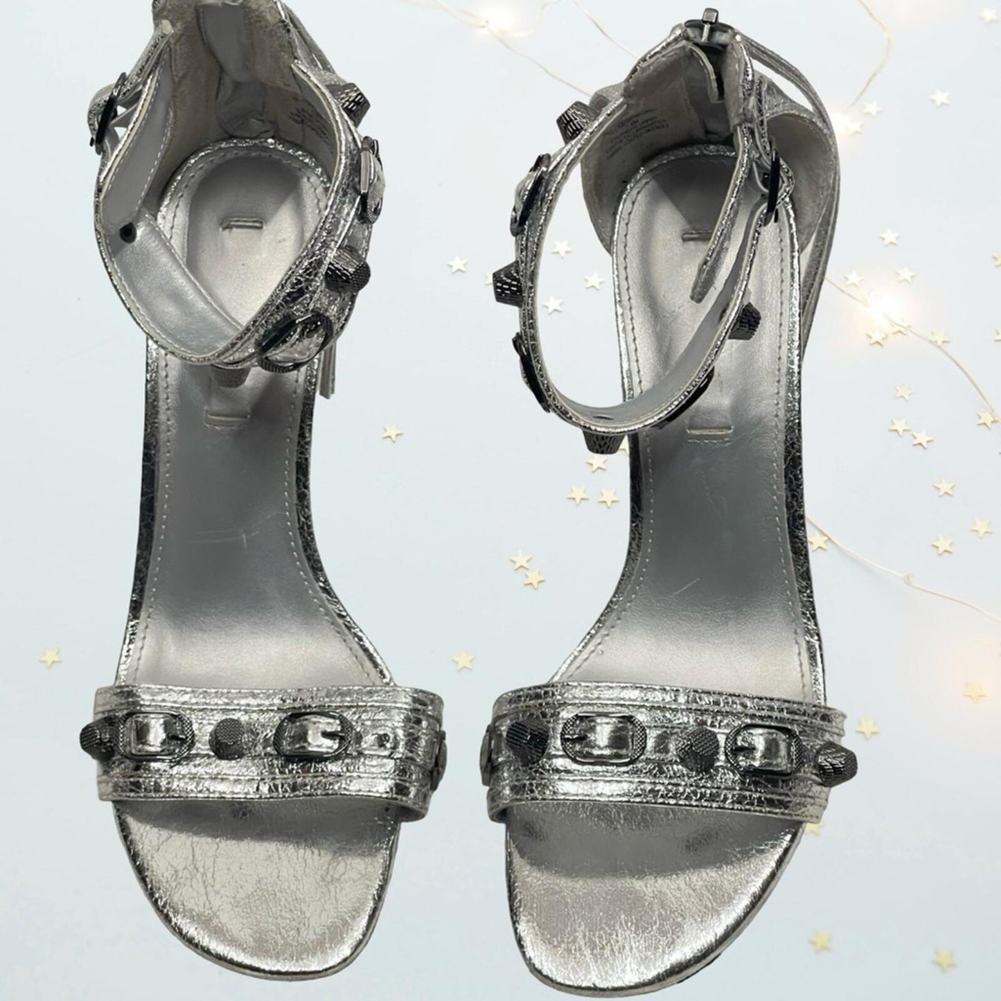 Glamorous Silver Ankle Strap Heels in size 7.5