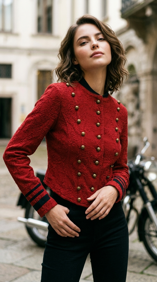 Free People In The Band Texture Military Style Jacket