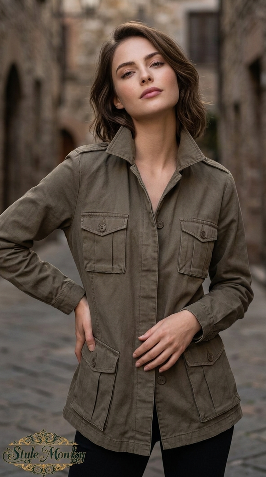 H&M Divided Olive Green Utility Military Style Jacket